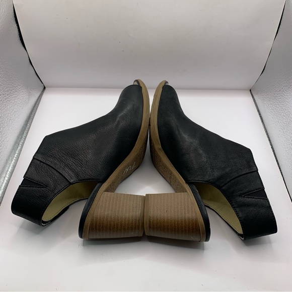 Josef Seibel Black Leather Block Heeled Ankle Boots Booties Size 38 EUR 7.5 US - Picture 8 of 10